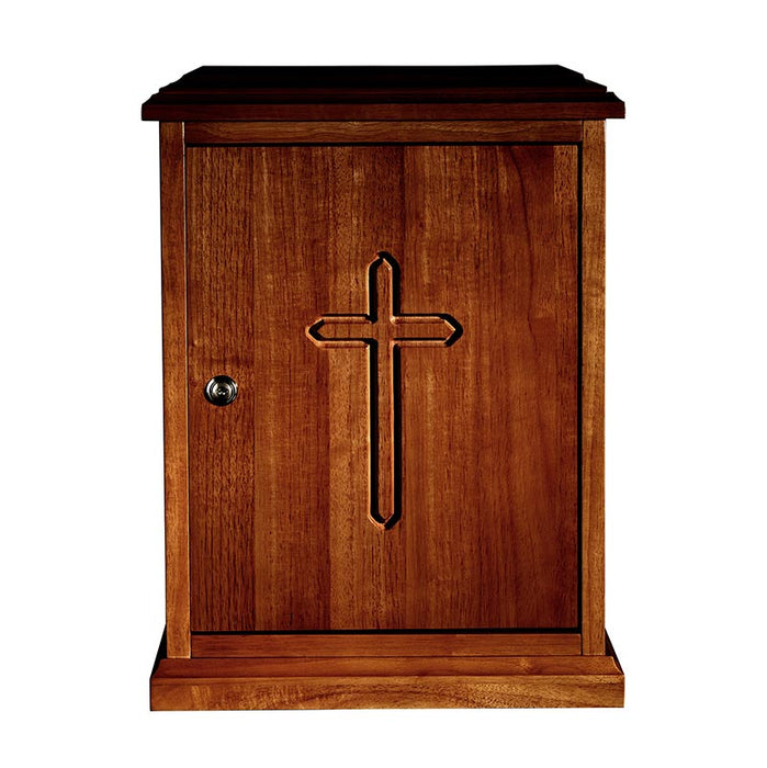 20" H Plain Cross Wood Tabernacle (Walnut)