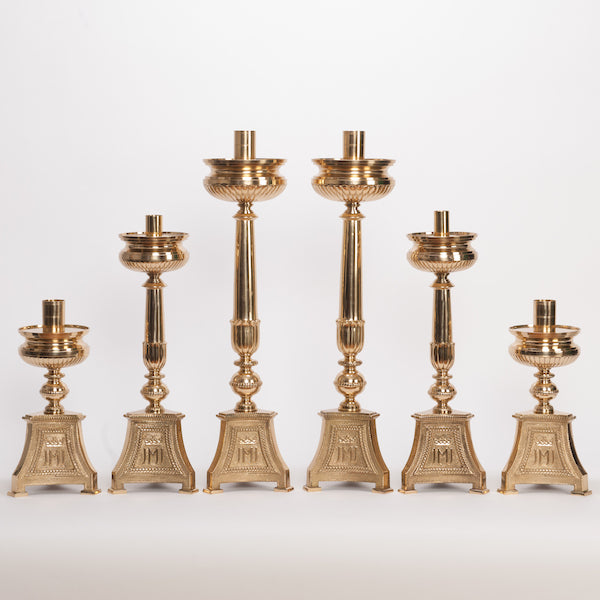 23.5" Traditional JMJ (Jesus, Mary and Joseph) Altar Candlestick Traditional "JMJ" - Jesus, Mary and Joseph 24" Altar Candlestick.