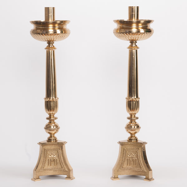 23.5" Traditional JMJ (Jesus, Mary and Joseph) Altar Candlestick Traditional "JMJ" - Jesus, Mary and Joseph 24" Altar Candlestick.