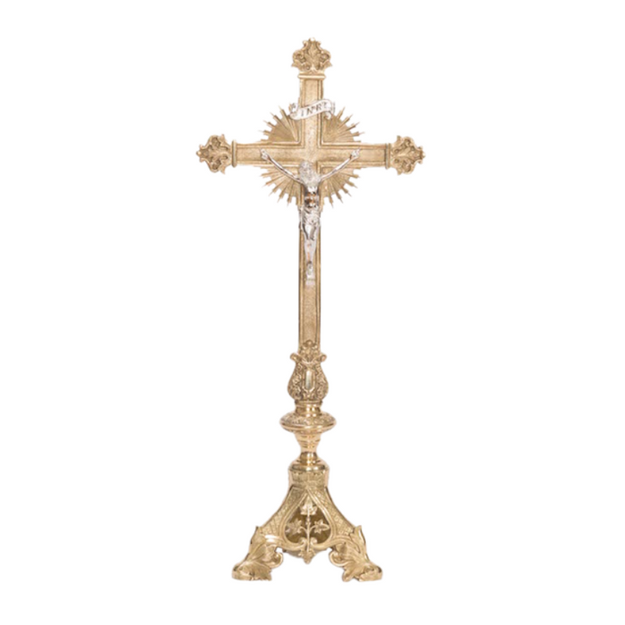 24" Altar Crucifix With Silver Plated Corpus