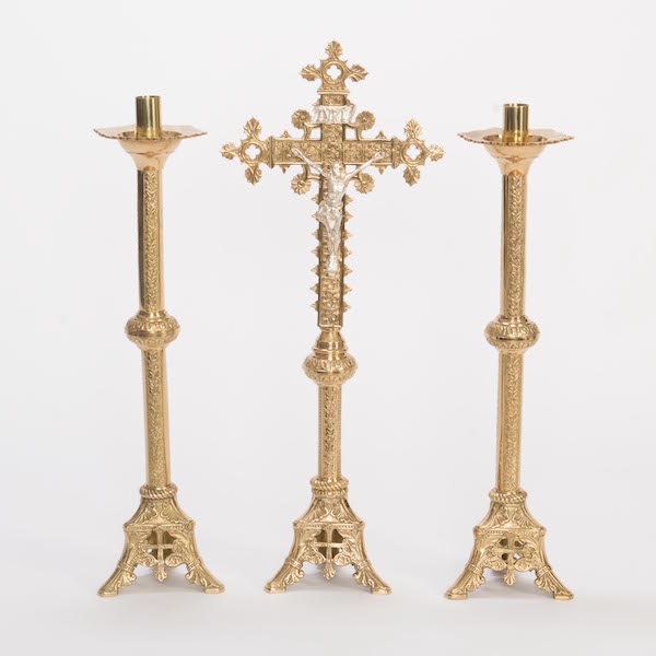 Traditional Altar Crucifix with Silver Plated Corpus