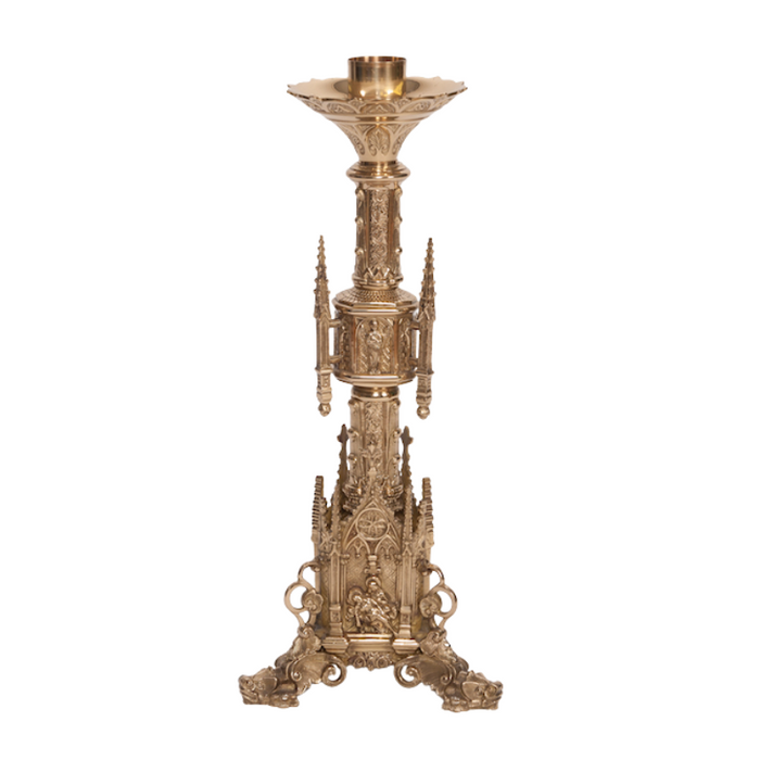 24 Traditional Gothic Style Brass Altar Candlestick — Agapao Store