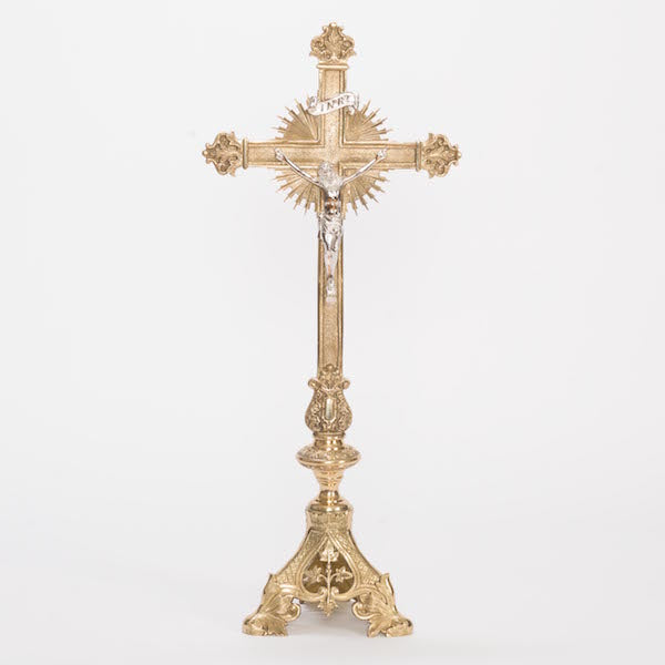 24" Altar Crucifix With Silver Plated Corpus