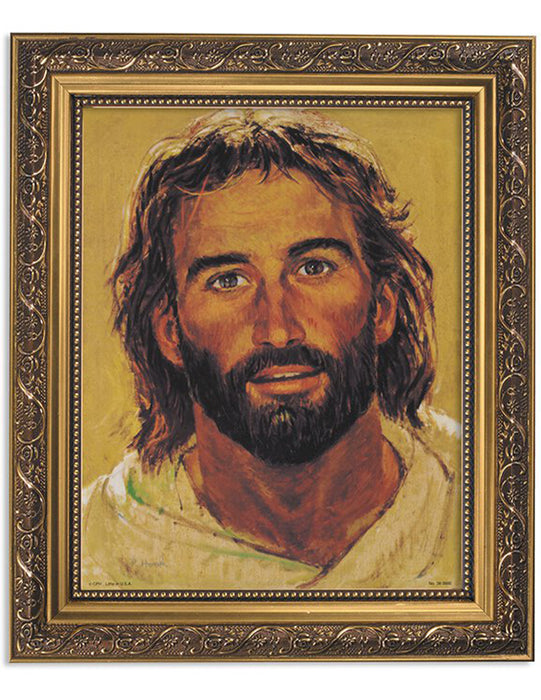 Head Of Christ Ornate Gold Finish Frame