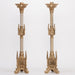 30" Traditional Gothic Style Candlestick with Marble Stem Polished Brass and Lacquered Candlestick with Marble stems.