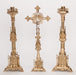 Traditional French Gothic Style 33.5" Crucifix and 31" Candlesticks Altar Set