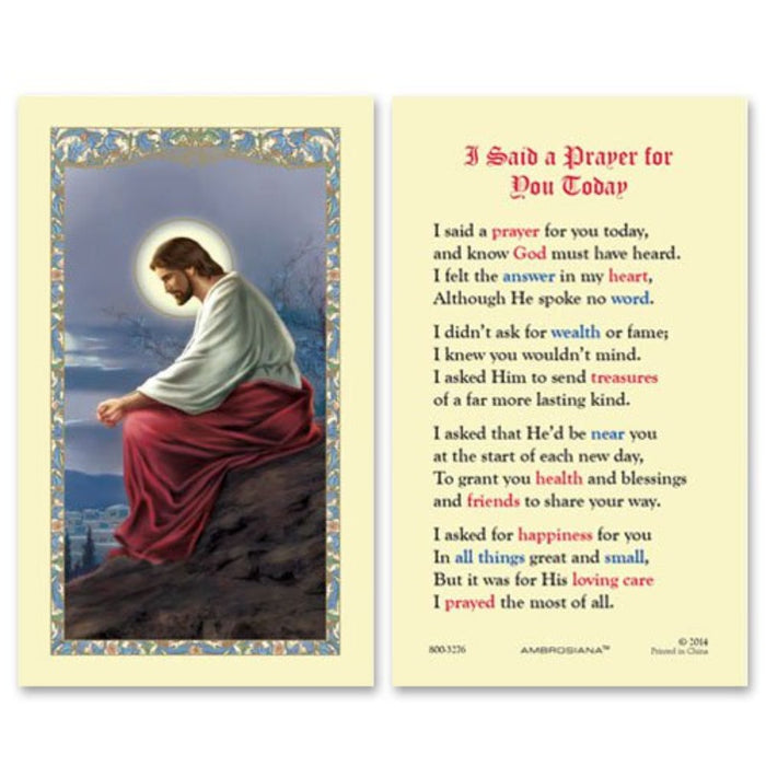 Laminated Holy Card Christ Overlooking Jerusalem - 25 Pcs. Per Package