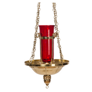 38" Traditional Altar Hanging Sanctuary Lamp Traditional Hanging Sanctuary Lamp Polished Brass and Lacquered
