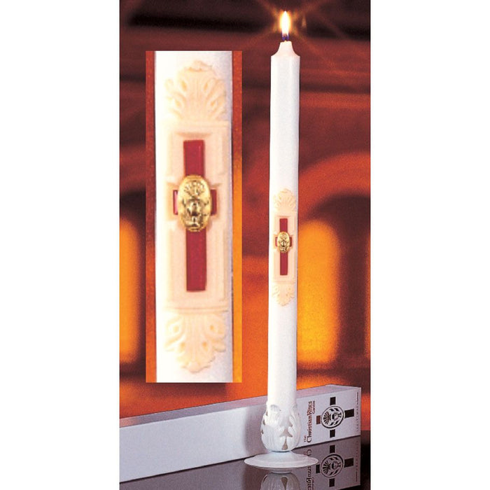 Christian Rites RCIA Candle with White Metal Stand (2 Pieces)