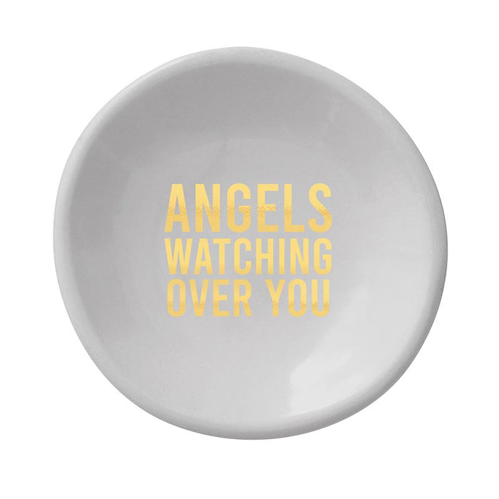 3" Ceramic Ring Dish with Earrings - Angels Watching Over You