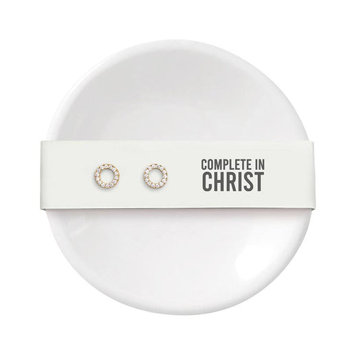 3" Ceramic Ring Dish with Earrings - Complete in Christ