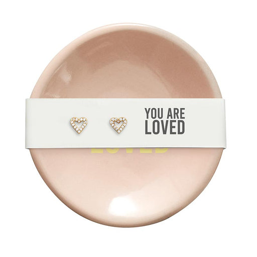 3" Ceramic Ring Dish with Earrings - You Are Loved