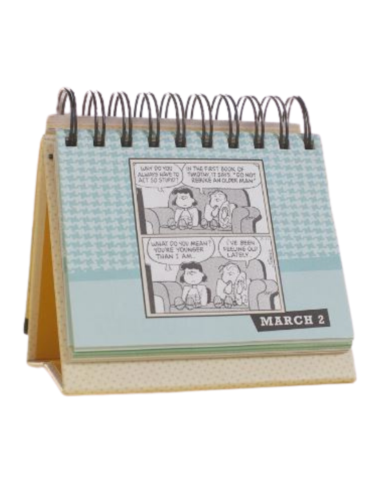 Snoopy Peanuts Smiles and Blessings Perpetual Calendar that features a padded cover and inspirational phrases on each page for your everyday can be given as a christmas gift to your family and friends