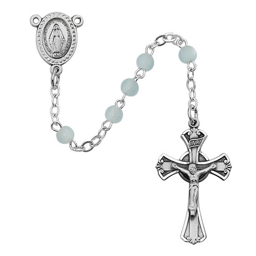 3mm Blue Pearl Beads Sterling Silver Miraculous Medal Rosary Rosary Catholic Gifts Catholic Presents Rosary Gifts