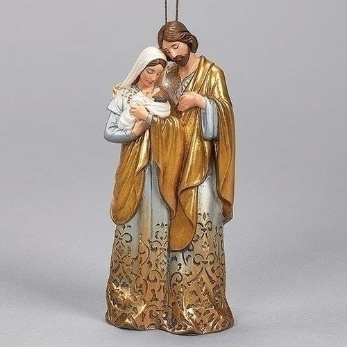 4.75”H Ombre Gold Ivory Holy Family Standing Ornament