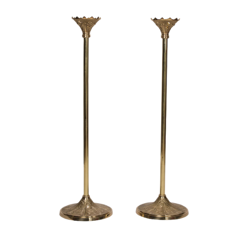 41" Traditional Processional Candlestick Processional Lanterns/ Processional Acolyte on decorated brass pole fits into included base stand.
