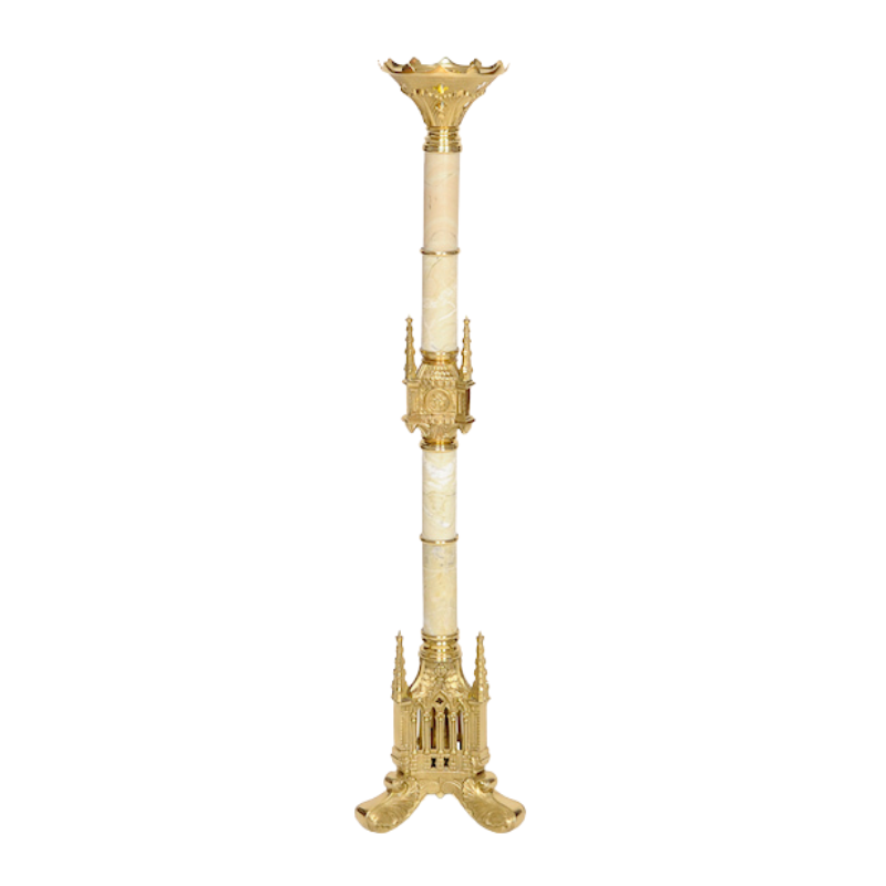 42" Large Altar Size Brass Candlestick With Marble Stems Large size Marble Candlestick embellished with marble stems