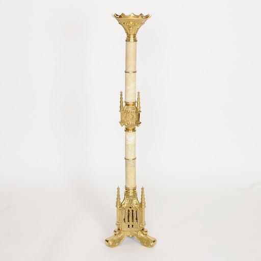 42" Large Altar Size Brass Candlestick With Marble Stems Large size Marble Candlestick embellished with marble stems
