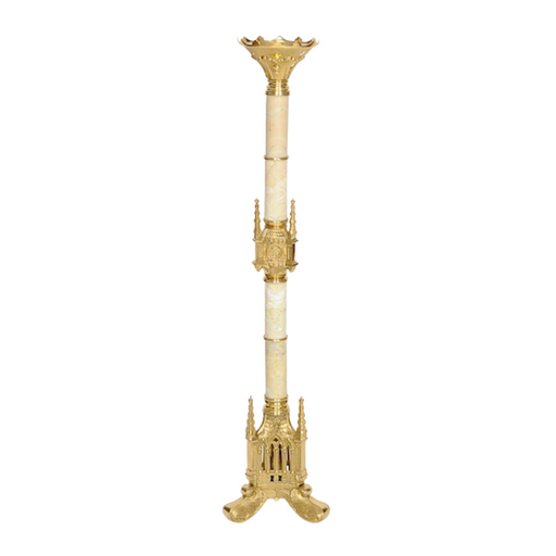 42" Large Altar Size Brass Candlestick With Marble Stems Large size Marble Candlestick embellished with marble stems