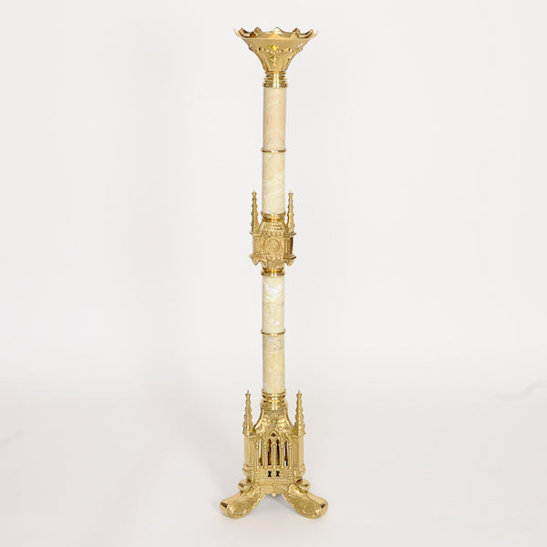 42" Large Altar Size Brass Candlestick With Marble Stems Large size Marble Candlestick embellished with marble stems