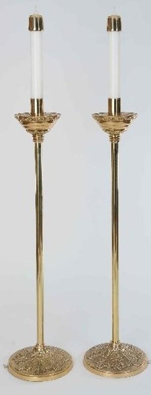 42" Smooth Brass Processional Candlestick