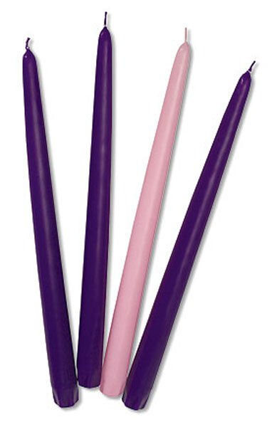 10" Advent Taper Candle Set - 3 Purple and 1 Pink