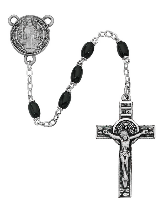 St. Benedict Rosary with 4x6mm Black Beads