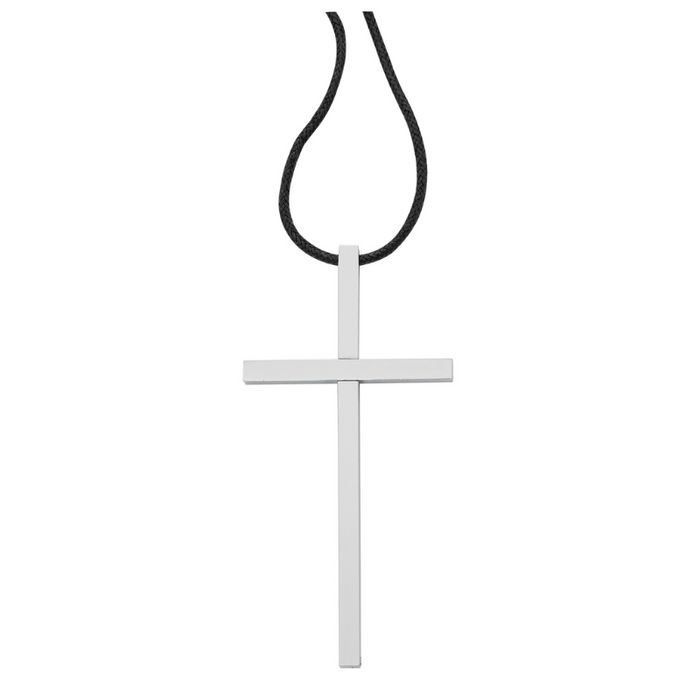 4" Silver Cross with Adjustable Cord