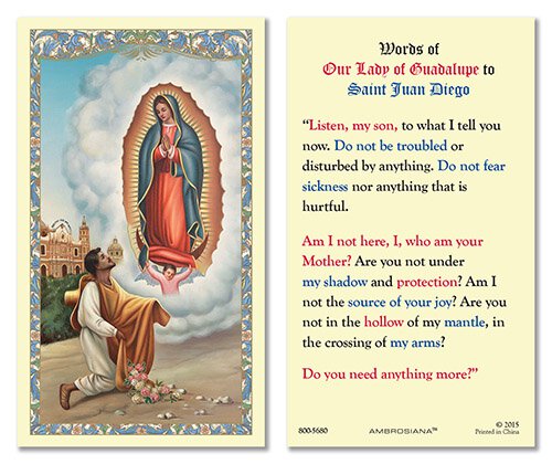 Laminated Holy Card St. Juan Diego - 25 Pcs. Per Package