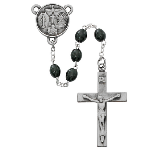 4x6mm Black Wood Beads Four Way Medal with Lord's Prayer Rosary Rosary Catholic Gifts Catholic Presents Rosary Gifts