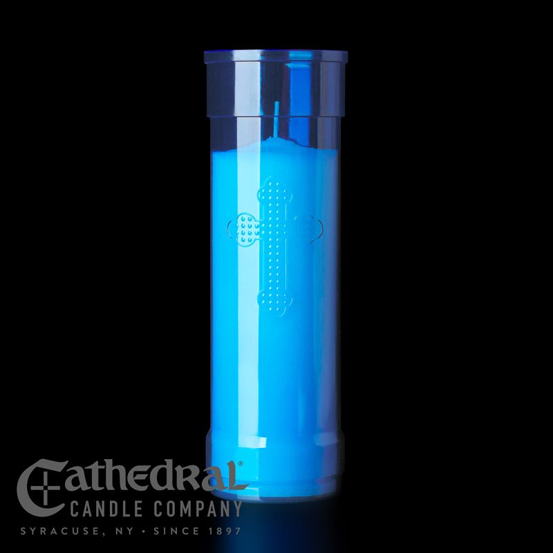 5-Day Inserta-Lite® Vigil Candles with Cross - Plastic Container - 3 Color Variants - (24 Pieces)