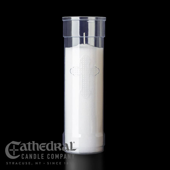 5-Day Inserta-Lite® Vigil Candles with Cross - Plastic Container - 3 Color Variants - (24 Pieces)