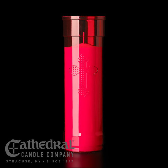 5-Day Inserta-Lite® Vigil Candles with Cross - Plastic Container - 3 Color Variants - (24 Pieces)