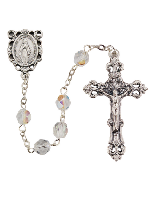 April Rosary with 6mm AB Crystal Beads