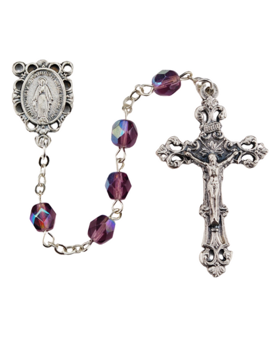 February Rosary with 6mm AB DK Amethyst Beads