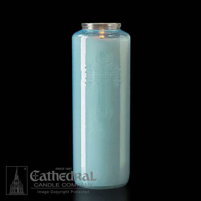 6-Day Glass Offering Candles - Light Blue