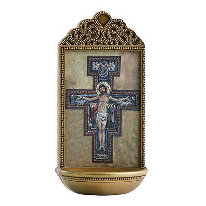 6" Holy Water Font San Damiano Crucifix