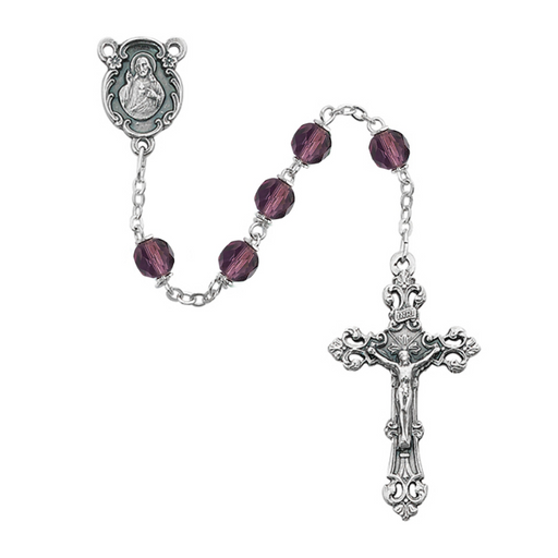 6mm Amethyst Beads Sacred Heart Rosary - February Rosary Catholic Gifts Catholic Presents Rosary Gifts
