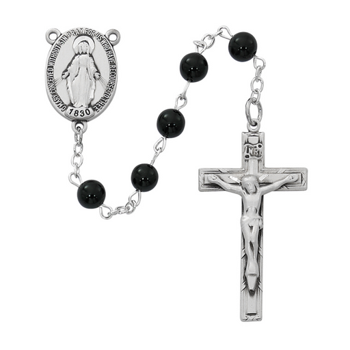 6mm Black Onyx Beads Miraculous Medal Sterling Silver Rosary Rosary Catholic Gifts Catholic Presents Rosary Gifts