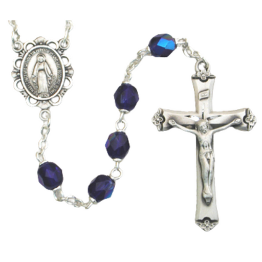 6mm Blue Beads Miraculous Medal Rosary - September Rosary Catholic Gifts Catholic Presents Rosary Gifts