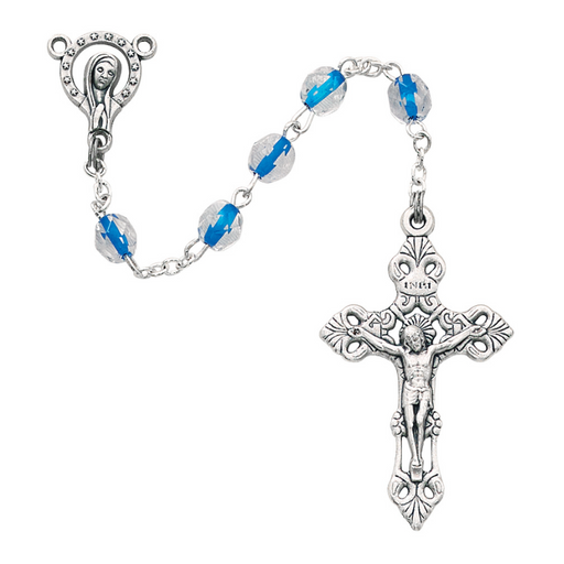 6mm Blue Crystal Beads Blessed Virgin Mary Rosary Rosary Catholic Gifts Catholic Presents Rosary Gifts