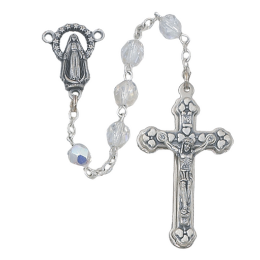 6mm Crystal Beads Blessed Virgin Mary Rosary - April Rosary Catholic Gifts Catholic Presents Rosary Gifts