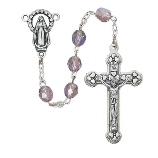 6mm Amethyst Beads Blessed Virgin Mary Rosary - June