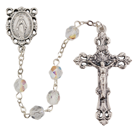 6mm Crystal Beads Miraculous Medal Rosary - April Rosary Catholic Gifts Catholic Presents Rosary Gifts