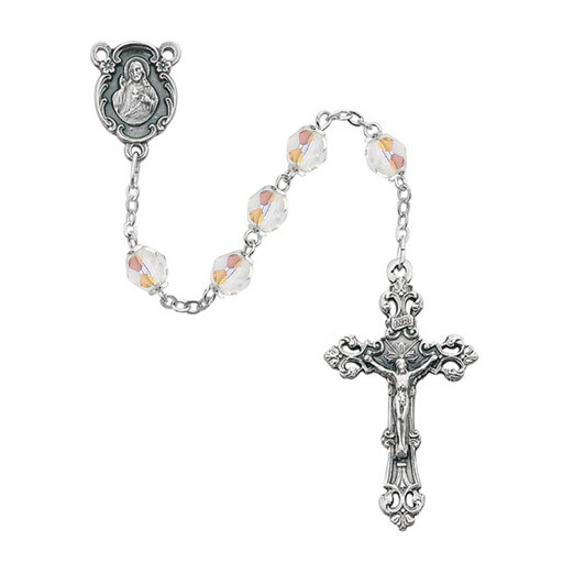 6mm Crystal Beads Sacred Heart Rosary - April