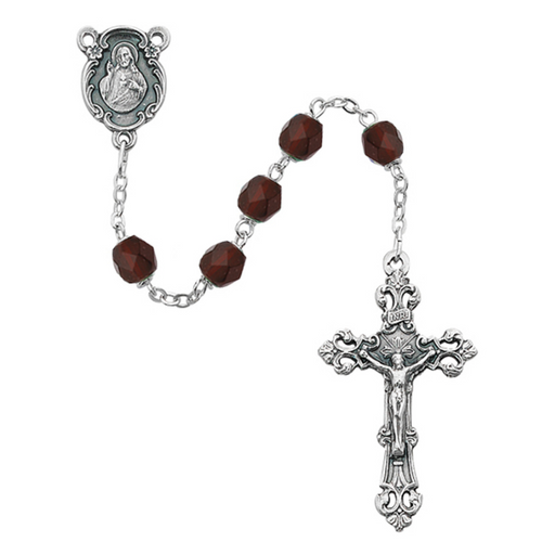 6mm Garnet Beads Sacred Heart Rosary - January Rosary Catholic Gifts Catholic Presents Rosary Gifts