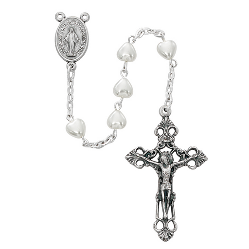 6mm Pearl Heart Miraculous Medal Rosary Rosary Catholic Gifts Catholic Presents Rosary Gifts