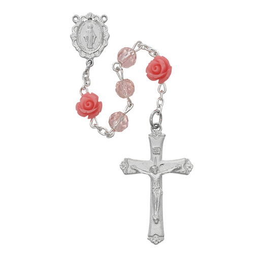 6mm Pink Fire Polished Beads Miraculous Medal Rosary Rosary Catholic Gifts Catholic Presents Rosary Gifts