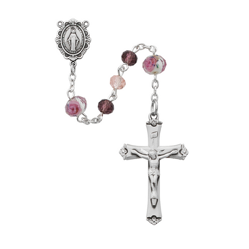 6mm Pink and Purple Beads Miraculous Medal Rhodium Rosary Rosary Catholic Gifts Catholic Presents Rosary Gifts