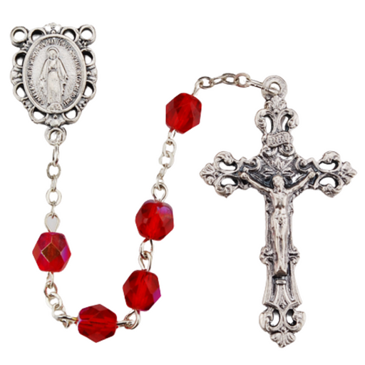 6mm Ruby Beads Miraculous Medal Rosary - July Rosary Catholic Gifts Catholic Presents Rosary Gifts